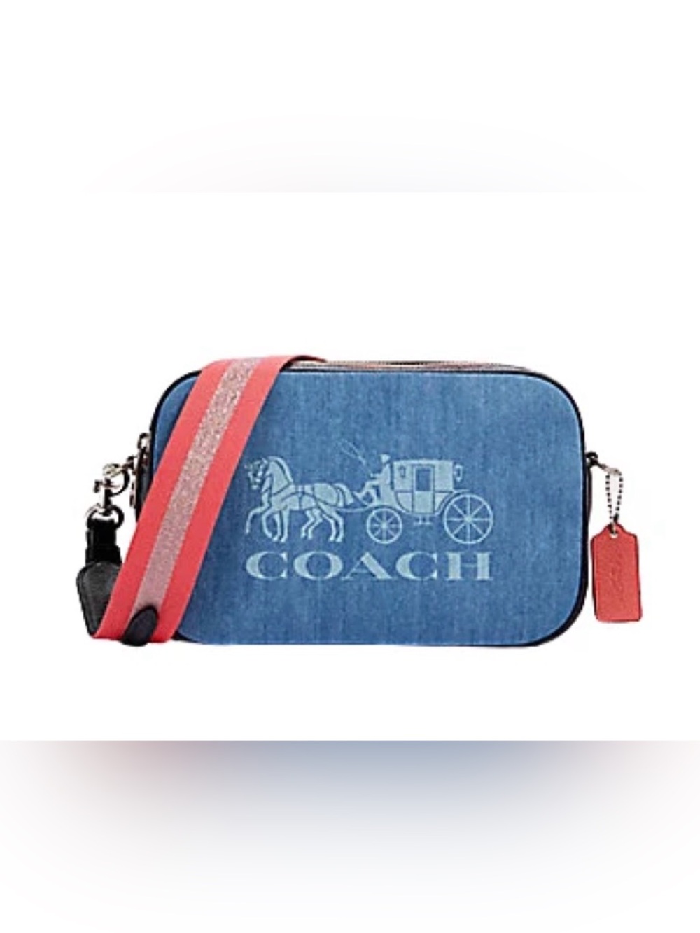 Coach Jes Crossbody in Denim and Leather with chain charm and cherry charm - Picture 5 of 12